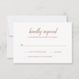 Simple Boho Burnt Orange Rust Terracotta Wedding RSVP Karte