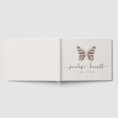 Simple Boho Butterfly Burgundy Taupe Wedding Gästebuch (Voll)