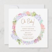 Simple Boho Cactus Desert Oh Baby Shower Einladung (Vorderseite)