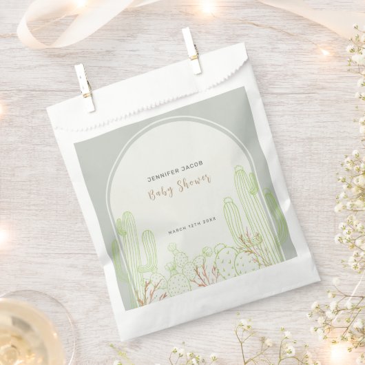 Simple Boho Cactus Line Art Arch Baby Dusche Geschenktütchen (Ausgeschnitten)