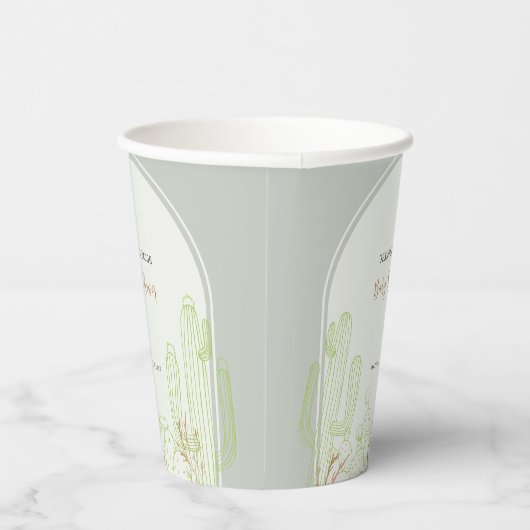 Simple Boho Cactus Line Art Arch Baby Dusche Pappbecher (Rechts)