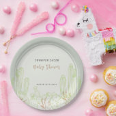 Simple Boho Cactus Line Art Arch Baby Dusche Pappteller (Party)