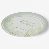 Simple Boho Cactus Line Art Arch Baby Dusche Pappteller (Schrägansicht)