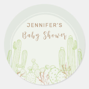 Simple Boho Cactus Line Art Arch Baby Dusche Runder Aufkleber