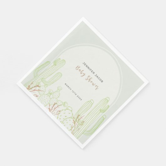 Simple Boho Cactus Line Art Arch Baby Dusche Serviette (Ecke)