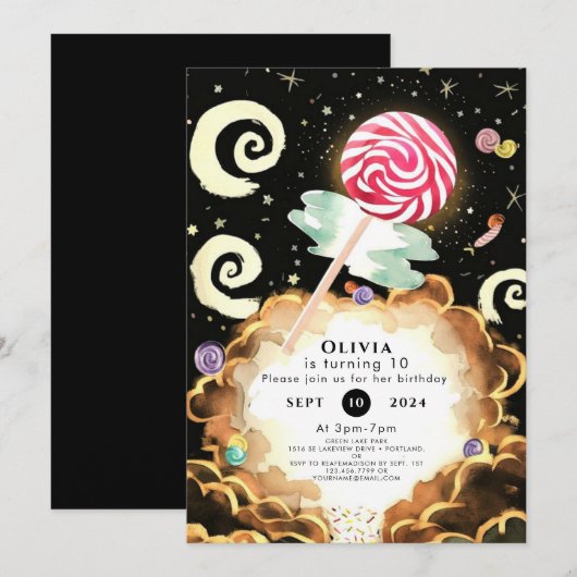 Simple Boho Candyland Birthday Einladung (Vorne/Hinten)