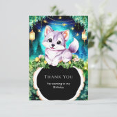 Simple Boho Charming Wolf Birthday Dankeskarte (Stehend Vorderseite)