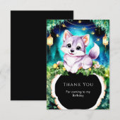 Simple Boho Charming Wolf Birthday Dankeskarte (Vorne/Hinten)