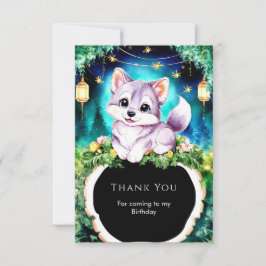 Simple Boho Charming Wolf Birthday Dankeskarte