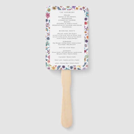 Simple Boho Chic Wildblume Garden Wedding Fächer (Rückseite)