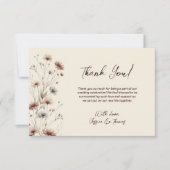 Simple Boho Chic Wildblumen Cream Wedding Dankeskarte (Vorderseite)