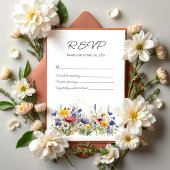 Simple Boho Chic Wildflower Wedding RSVP Karte