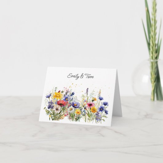Simple Boho Chic Wildflowers  Dankeskarte (Vorderseite)