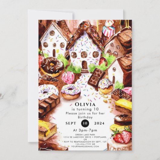 Simple Boho Chocolate Birthday Einladung (Vorderseite)