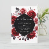 Simple Boho Crimson Red Wedding Save The Date (Stehend Vorderseite)