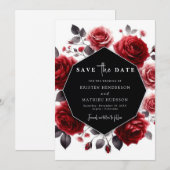 Simple Boho Crimson Red Wedding Save The Date (Vorne/Hinten)