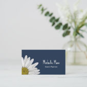Simple Boho Daisy Botanical Navy Blau Visitenkarte (Stehend Vorderseite)