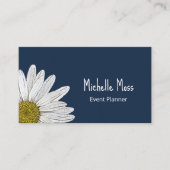 Simple Boho Daisy Botanical Navy Blau Visitenkarte (Vorderseite)