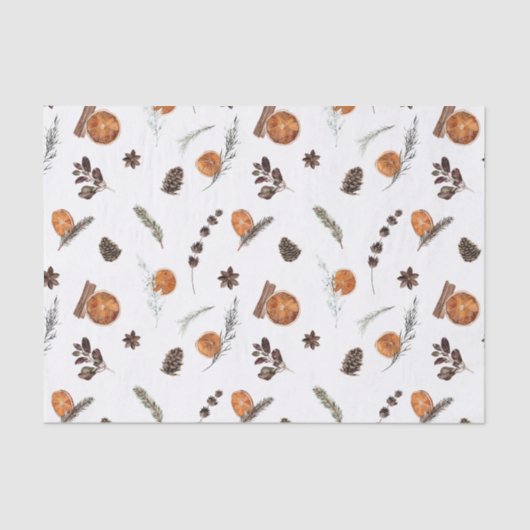 Simple Boho Dried Orange Watercolor Weihnachten Seidenpapier (Vorderseite)