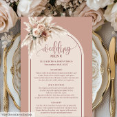 Simple Boho Dusty Rose Pampas Floral Wedding Menu Menükarte