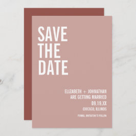 Simple Boho Dusty Rose Typografie Save the Date Einladung