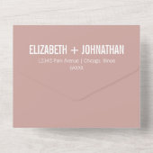 Simple Boho Dusty Rose Typografy Wedding All In One Einladung (Rückseite)