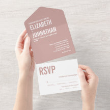 Simple Boho Dusty Rose Typografy Wedding