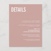 Simple Boho Dusty Rose Typografy Wedding Details Begleitkarte (Vorderseite)