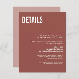 Simple Boho Dusty Rose Typografy Wedding Details Begleitkarte