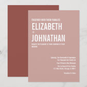Simple Boho Dusty Rose Typografy Wedding Einladung (Vorne/Hinten)