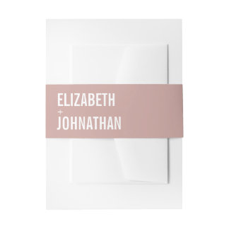 Simple Boho Dusty Rose Typografy Wedding Einladungsbanderole