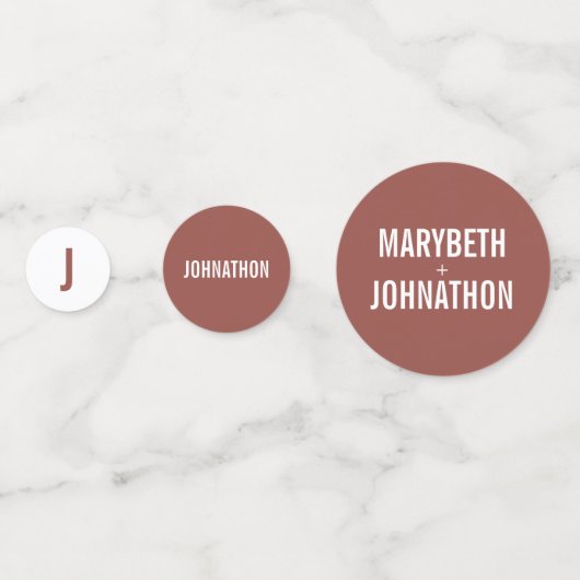 Simple Boho Dusty Rose Typografy Wedding Konfetti (Vorderseiten)