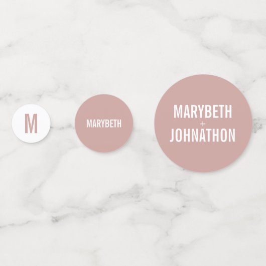 Simple Boho Dusty Rose Typografy Wedding Konfetti (Rückseiten)