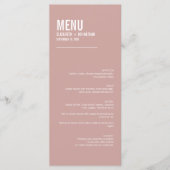 Simple Boho Dusty Rose Typografy Wedding Menu Menükarte (Vorderseite)