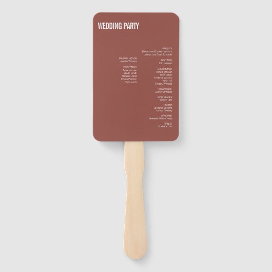 Simple Boho Dusty Rose Typografy Wedding Program Fächer (Rückseite)