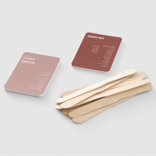 Simple Boho Dusty Rose Typografy Wedding Program Fächer (Non-assembled)