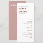 Simple Boho Dusty Rose Typografy Wedding Program Programm (Vorne/Hinten)