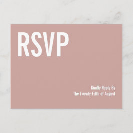 Simple Boho Dusty Rose Typografy Wedding RSVP Einladungspostkarte