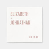 Simple Boho Dusty Rose Typografy Wedding Serviette (Vorderseite)