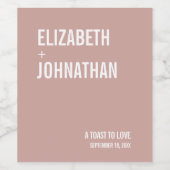 Simple Boho Dusty Rose Typografy Wedding Weinetikett (Einzelnes Label)