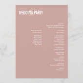 Simple Boho Dusty Rose Wedding Typografy Programm (Rückseite)