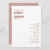 Simple Boho Dusty Rose Wedding Typografy Programm (Vorne/Hinten)