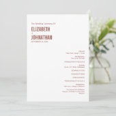 Simple Boho Dusty Rose Wedding Typografy Programm (Stehend Vorderseite)