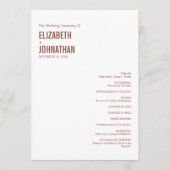 Simple Boho Dusty Rose Wedding Typografy Programm (Vorderseite)