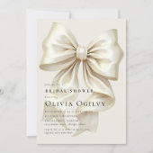 Simple Boho Elegant Ivory Cream Bow Brautparty Einladung (Vorderseite)