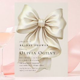 Simple Boho Elegant Ivory Cream Bow Brautparty Einladungspostkarte