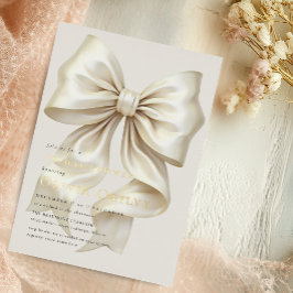 Simple Boho Elegant Ivory Cream Bow Brautparty Folieneinladung