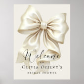 Simple Boho Elegant Ivory Cream Bow Brautparty Poster (Vorne)