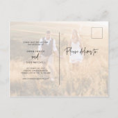 Simple Boho | Elegantes Script-Foto Save the Date Ankündigungspostkarte (Rückseite)