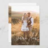 Simple Boho | Elegantes Skript mit Herz und Foto Dankeskarte (Vorne/Hinten)